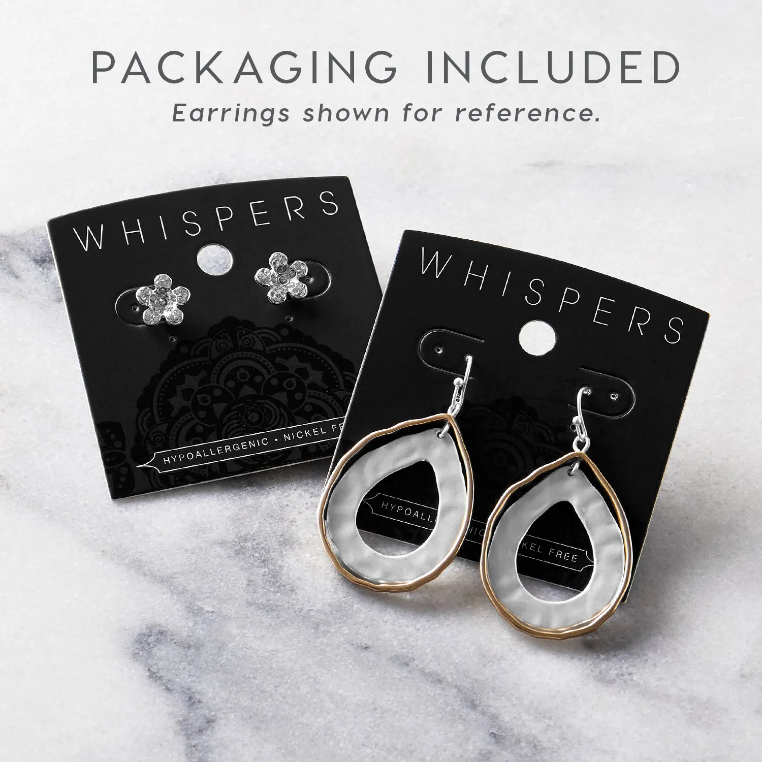 Oval Frame Chain Dangle Earrings - Silver