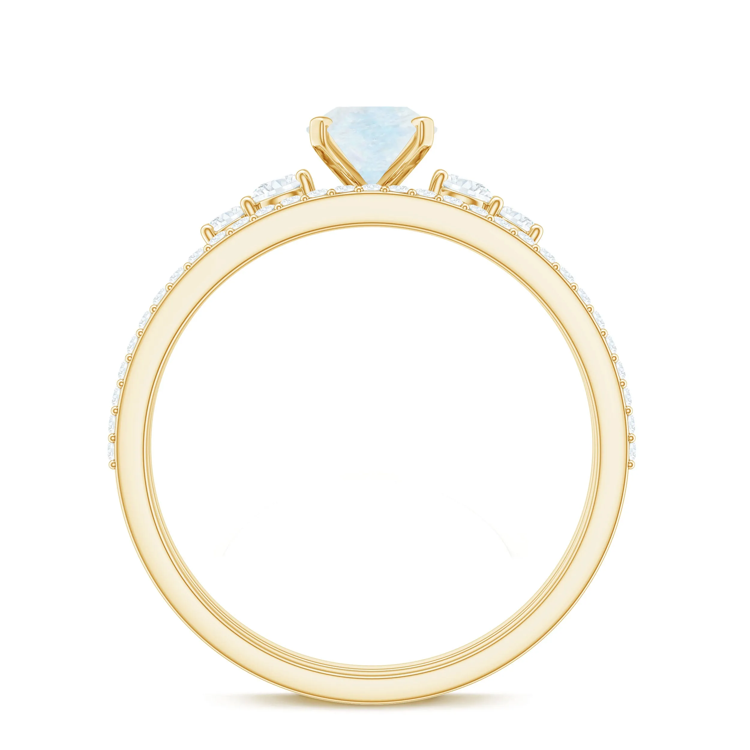 Oval Moonstone Solitaire Ring Set with Diamond