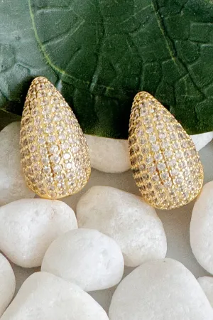 Paved Teardrop Stud Earrings