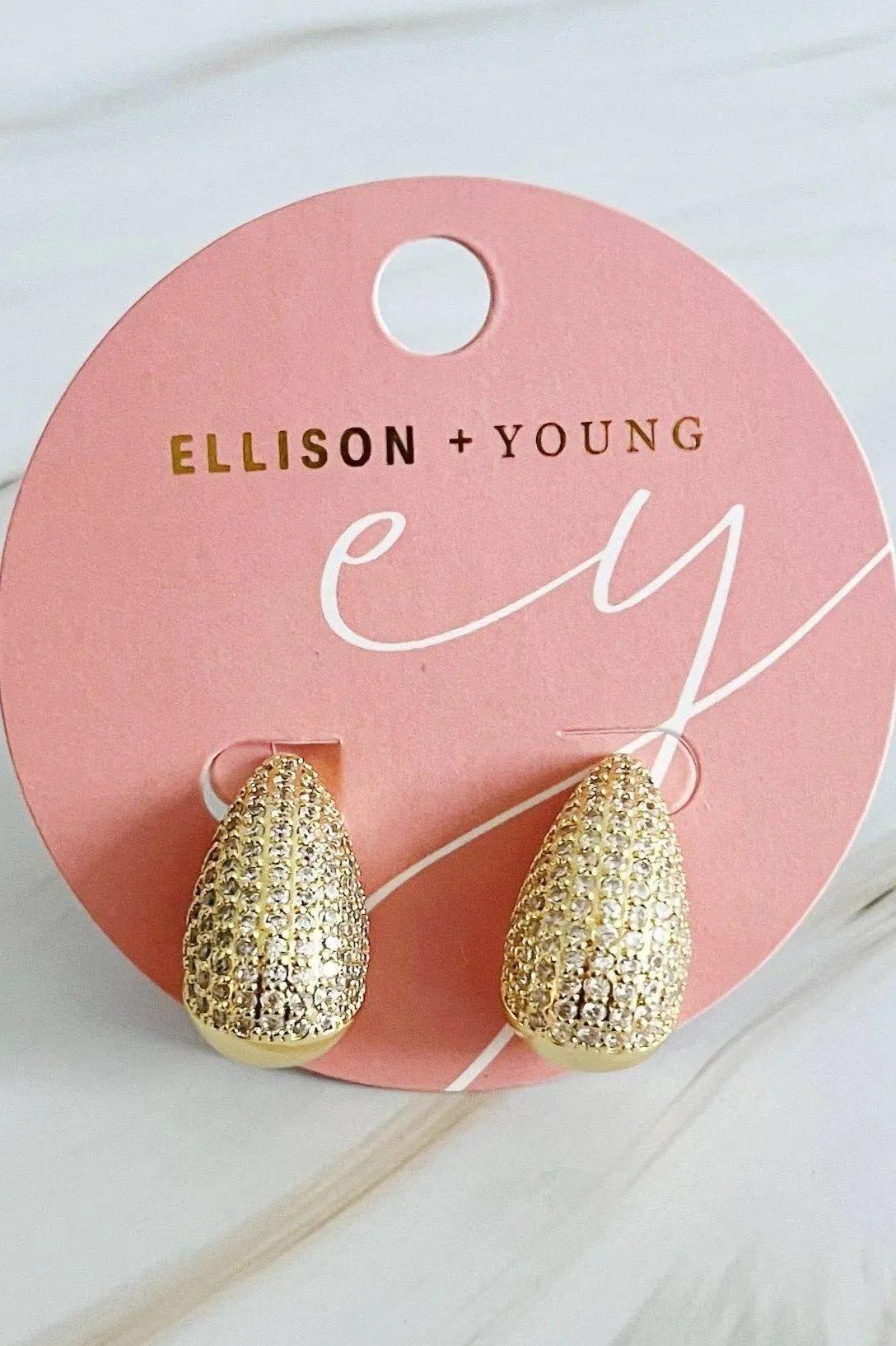 Paved Teardrop Stud Earrings