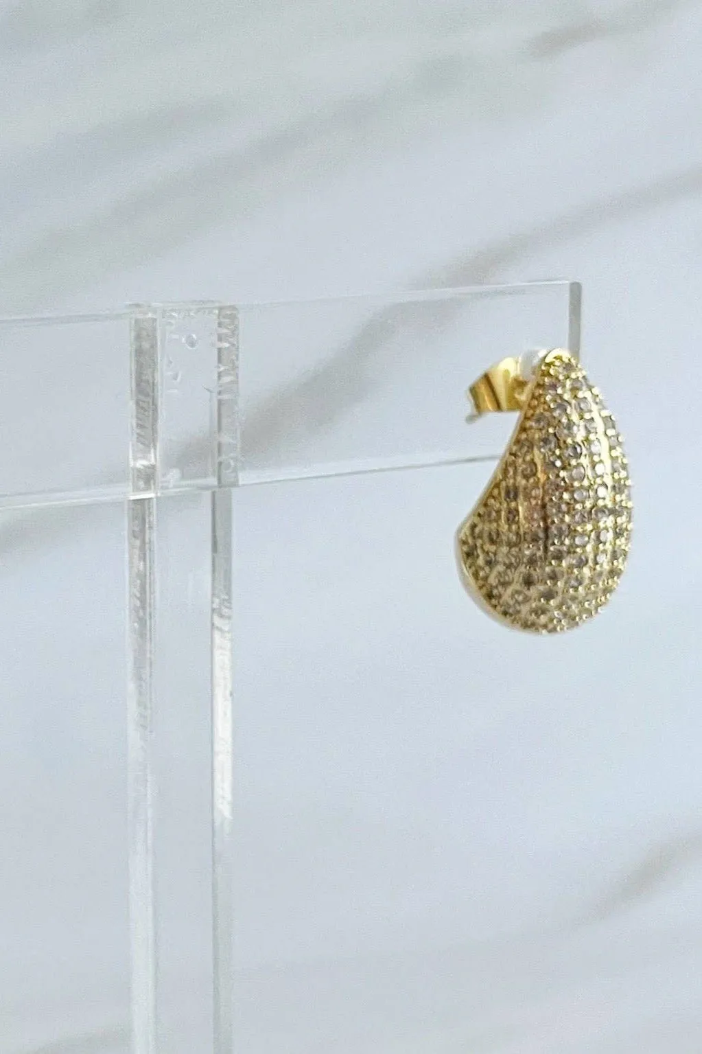 Paved Teardrop Stud Earrings