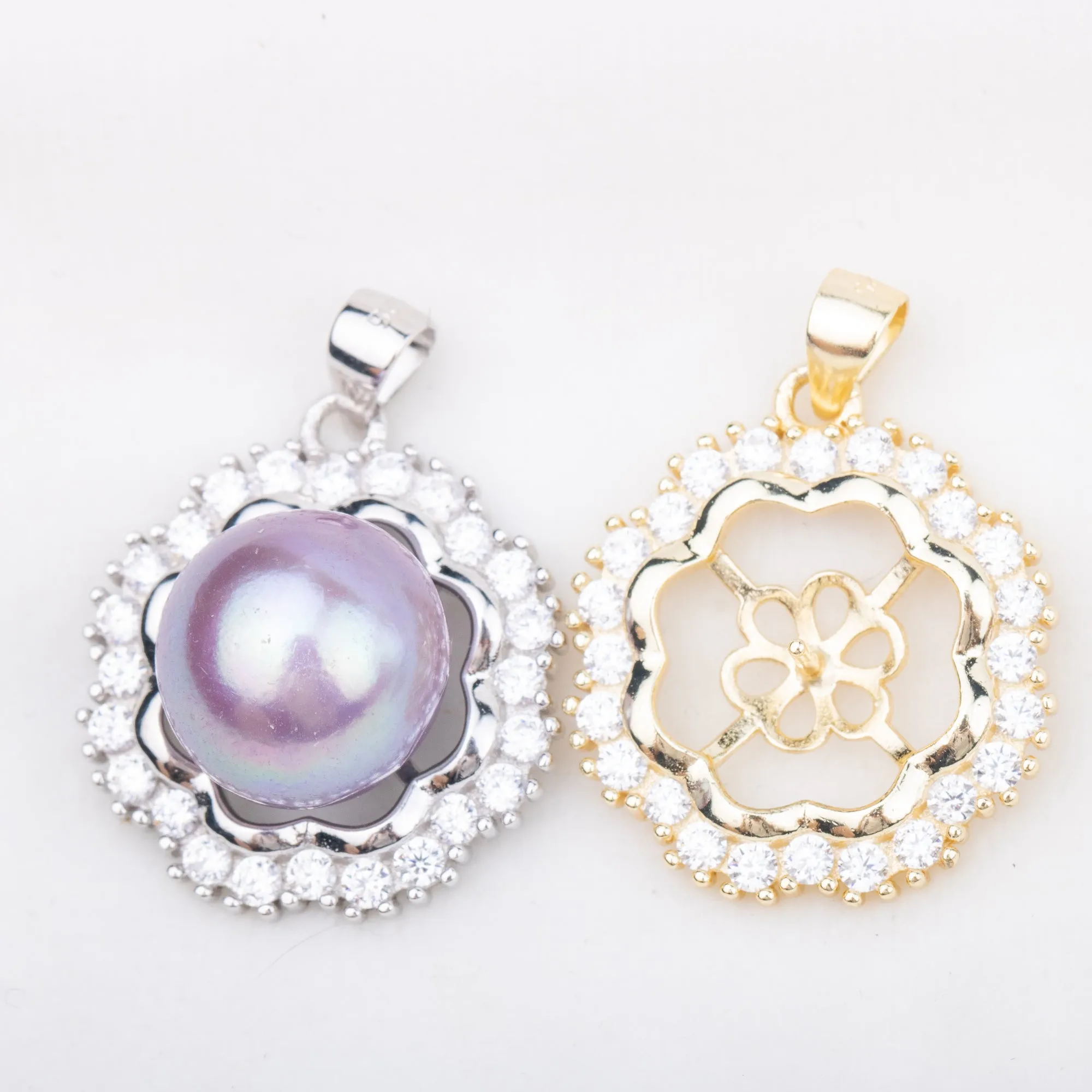 Pe010907 DIY 9-13mm Natural Freshwater pearl pendant accessory 925 sterling silver engagement jewelry necklace for women