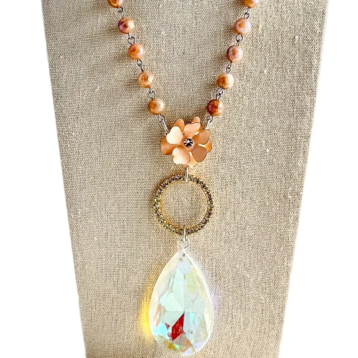 Peaches n Cream Beaded Bauble Necklace