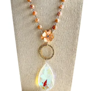 Peaches n Cream Beaded Bauble Necklace