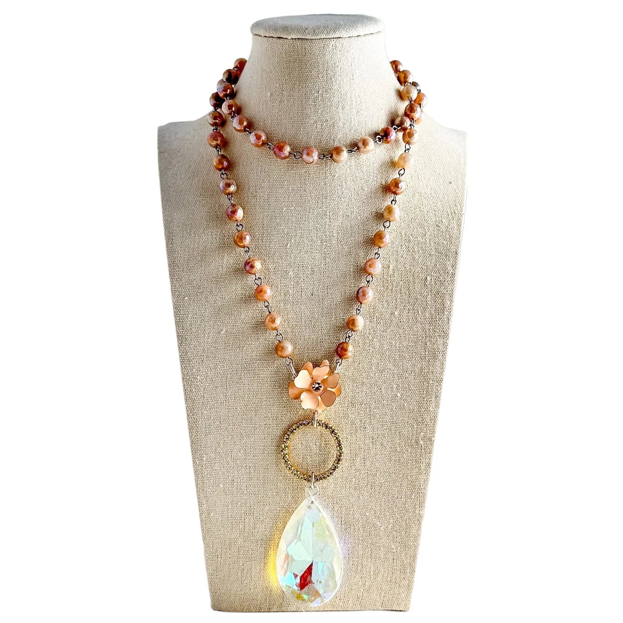 Peaches n Cream Beaded Bauble Necklace