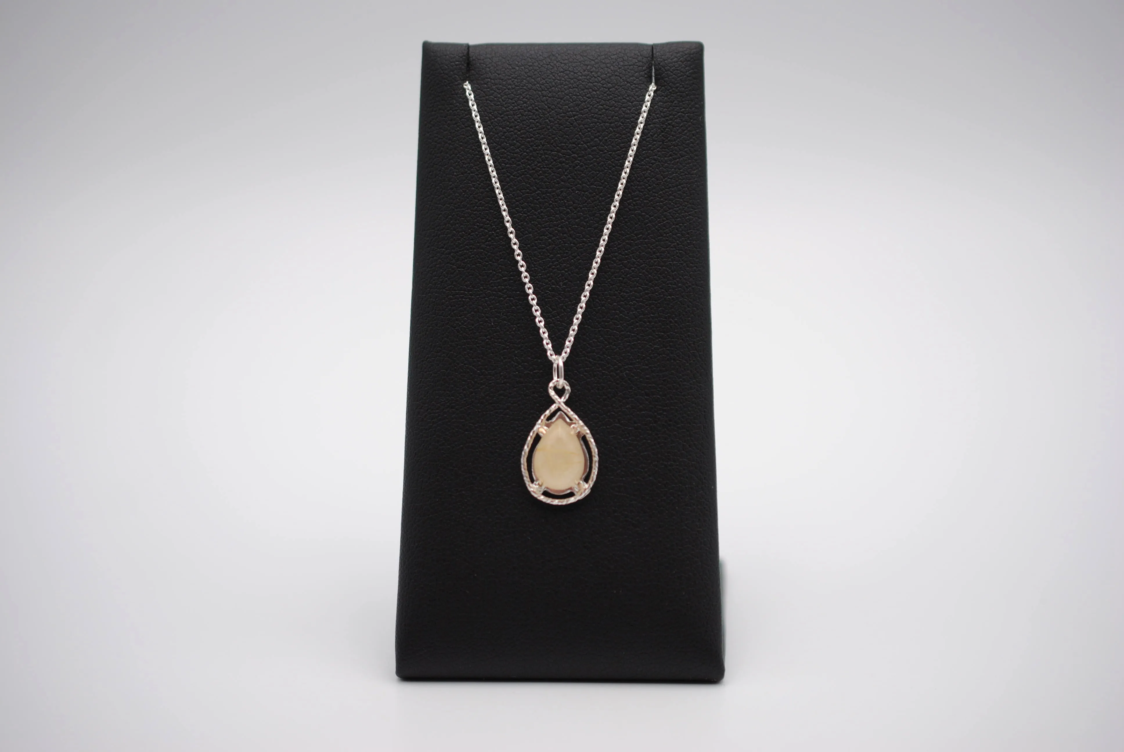 Pear Golden Rutilated Quartz with 14K Yellow Gold Prongs and Sparkle Halo Pendant Necklace on a Cable Chain