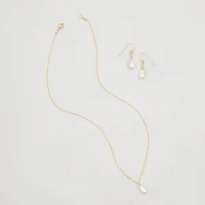 Pearl drop wedding necklace and earring set - 'Hermie'