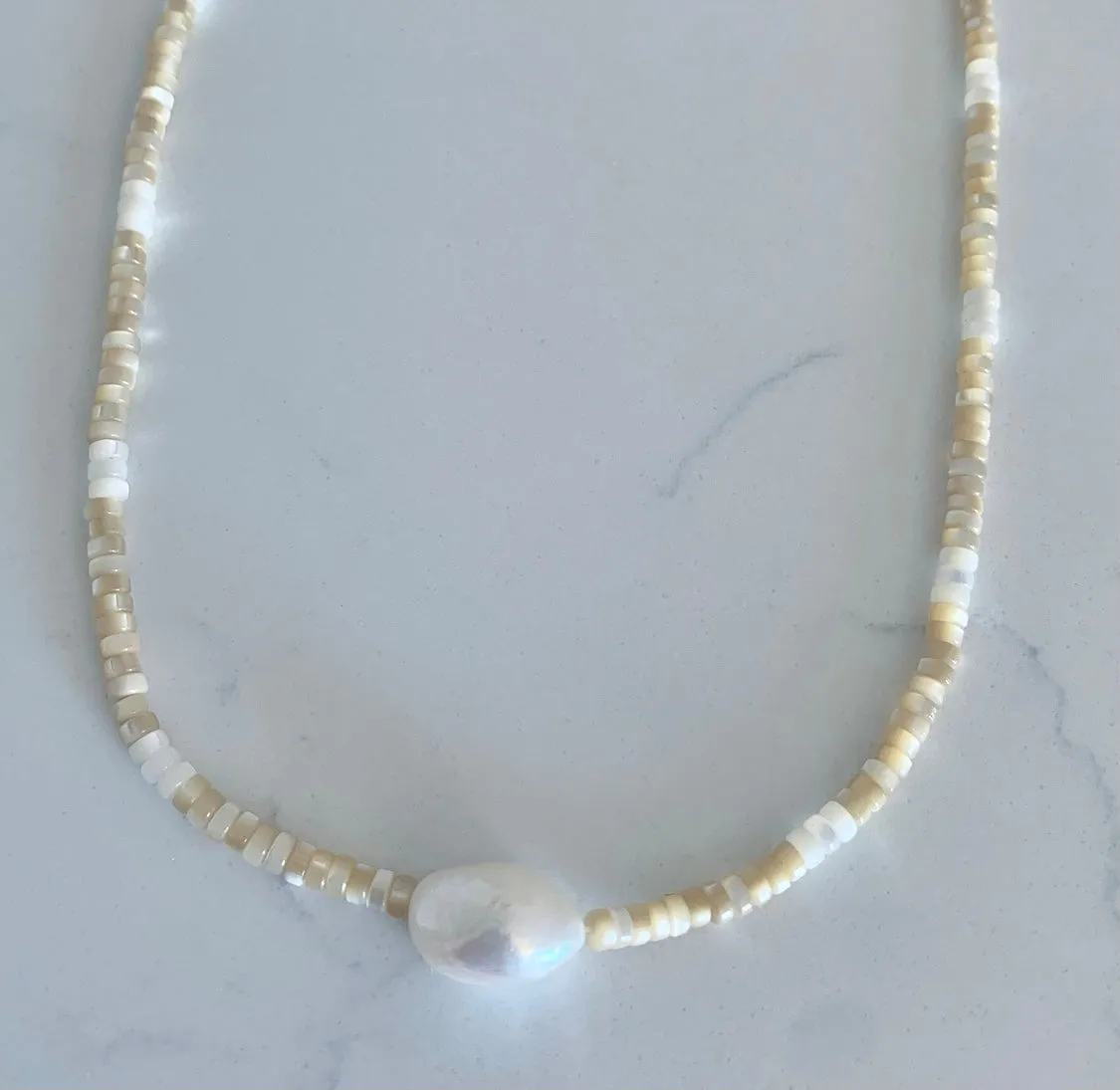 Pearl Glow Heishi Beaded Necklace