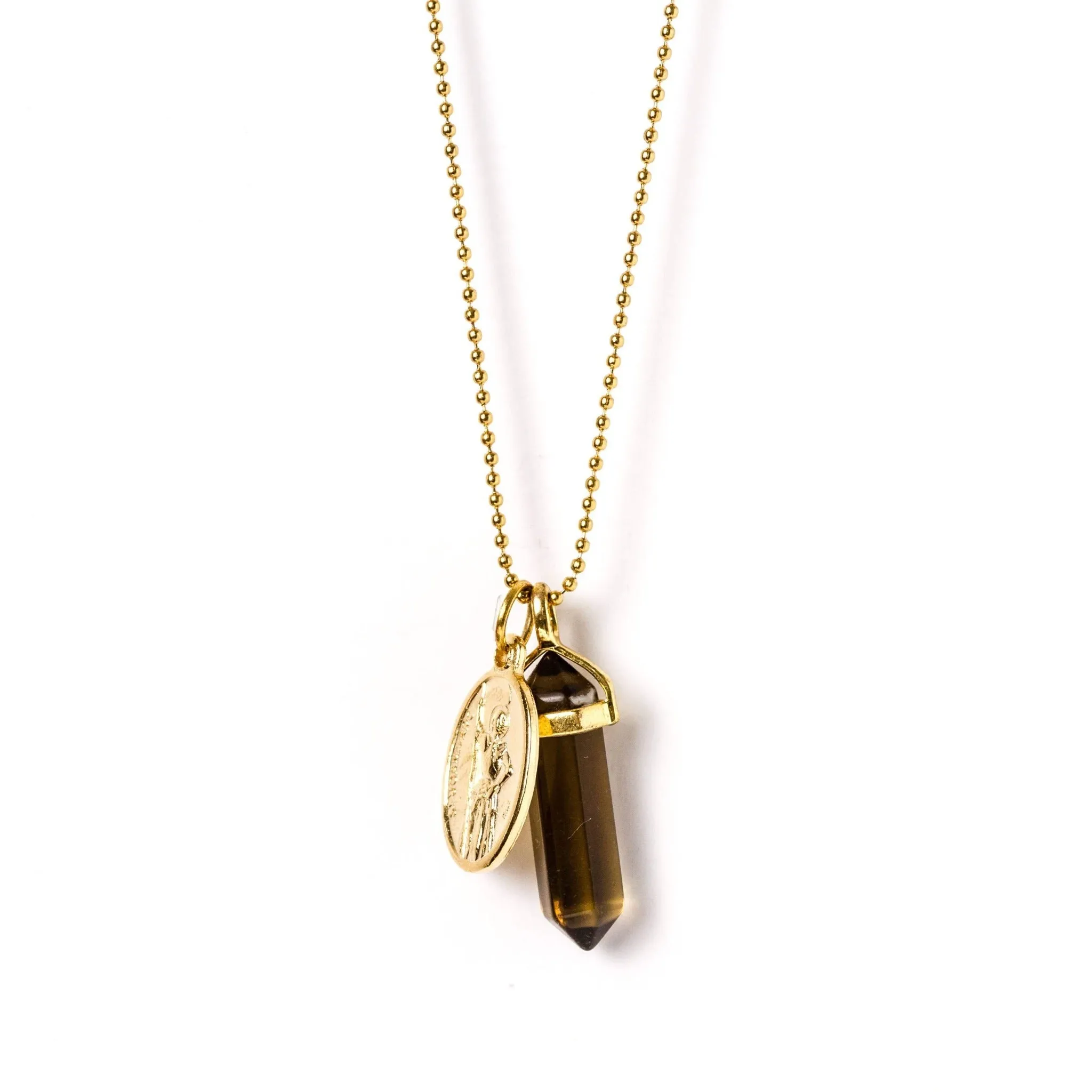 Pendant Necklace Gold | Smokey Quartz