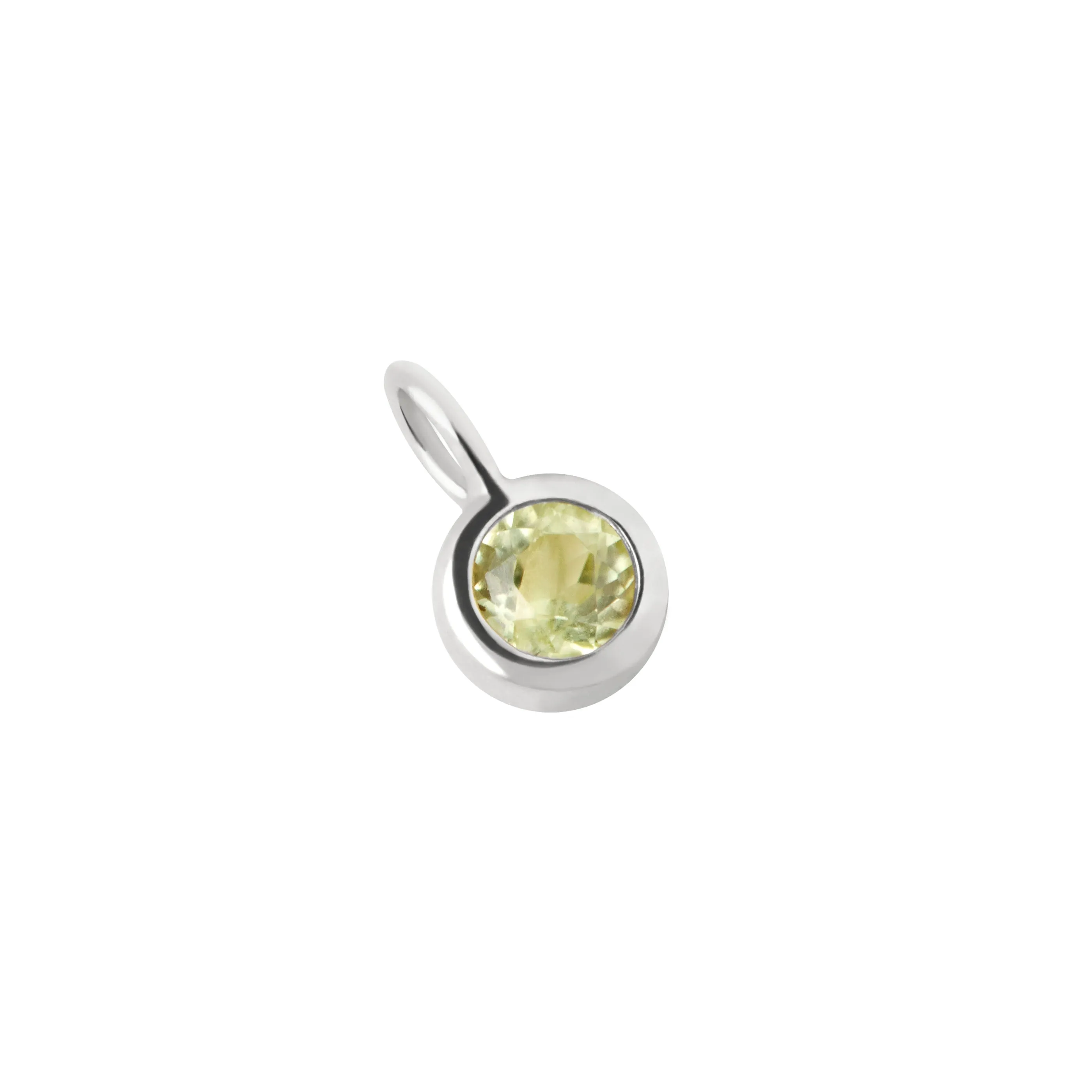 Peridot Affirmation Charm 9k White Gold