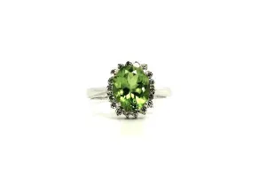 Peridot & Diamond Halo Ring AD No. 1053