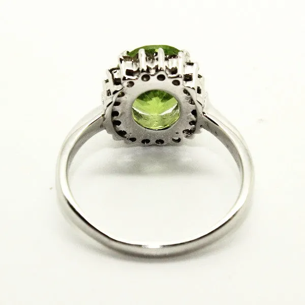 Peridot & Diamond Halo Ring AD No. 1053