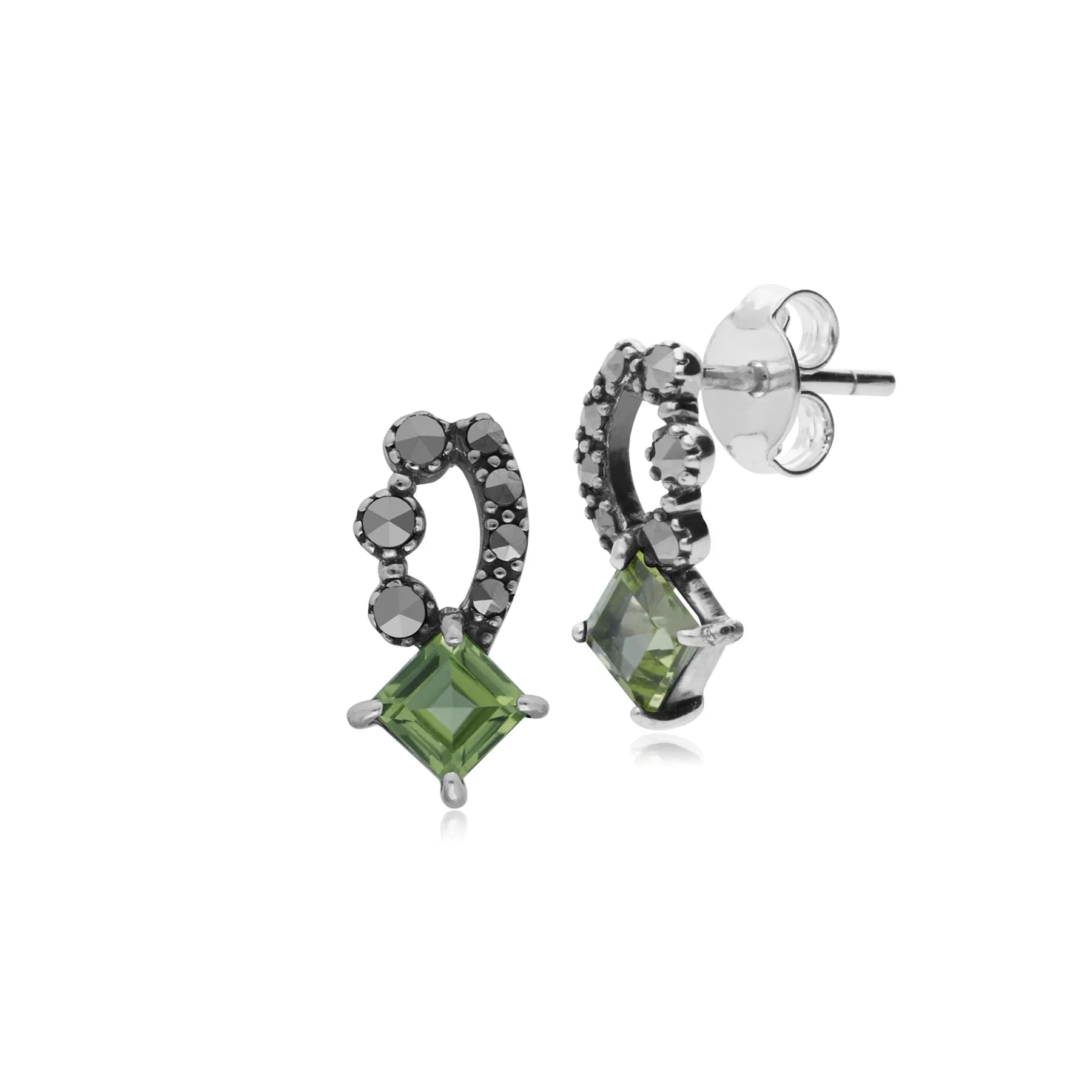 Peridot & Markasit Ohrstecker in Sterling Silber