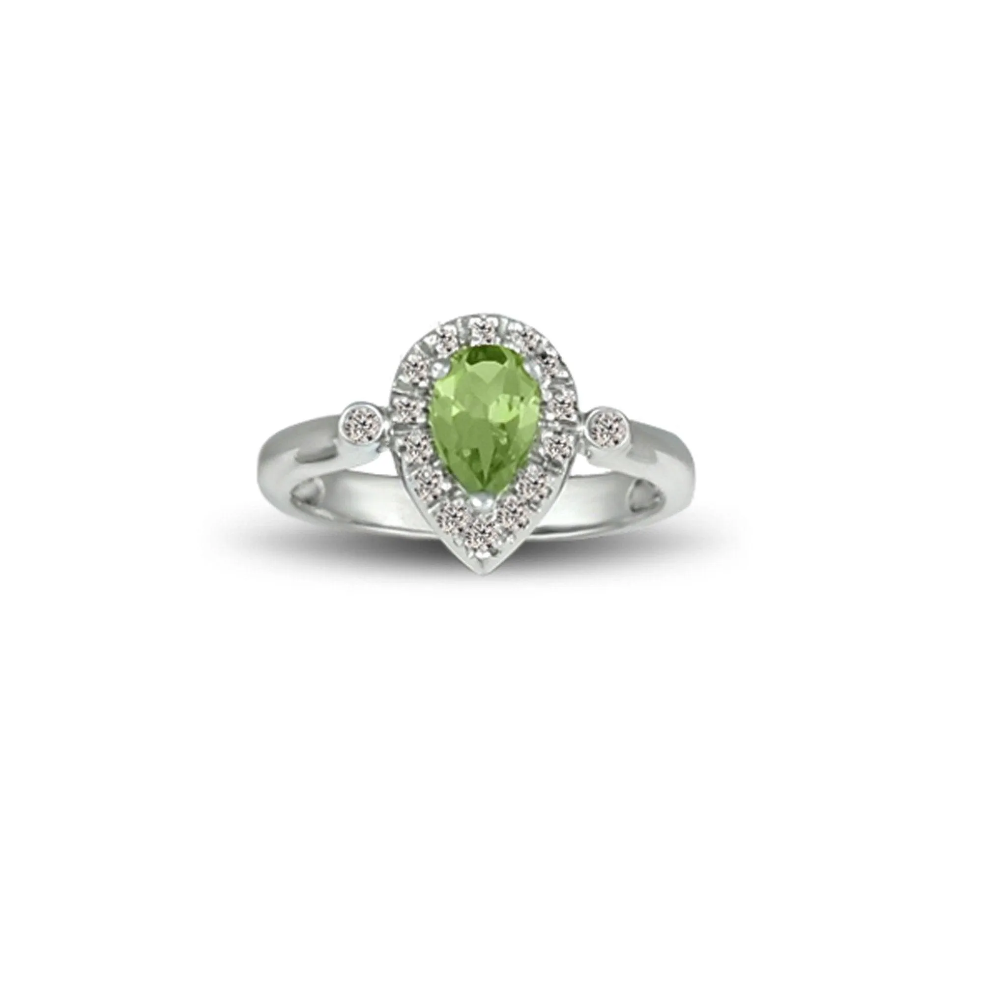Peridot and Diamond Fashion Silver Ring