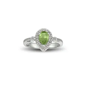 Peridot and Diamond Fashion Silver Ring