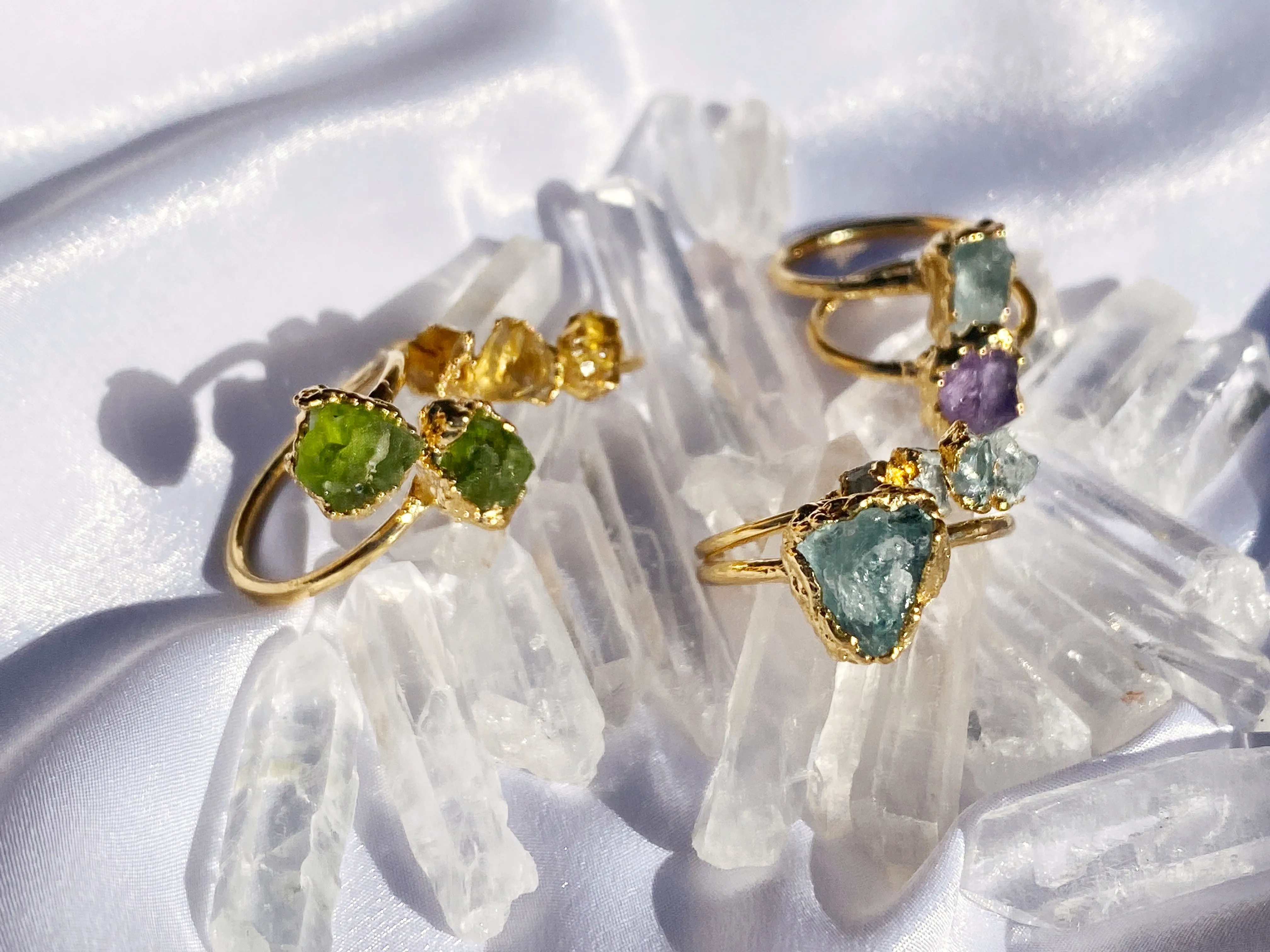 Peridot Raw Stone Wrap Ring