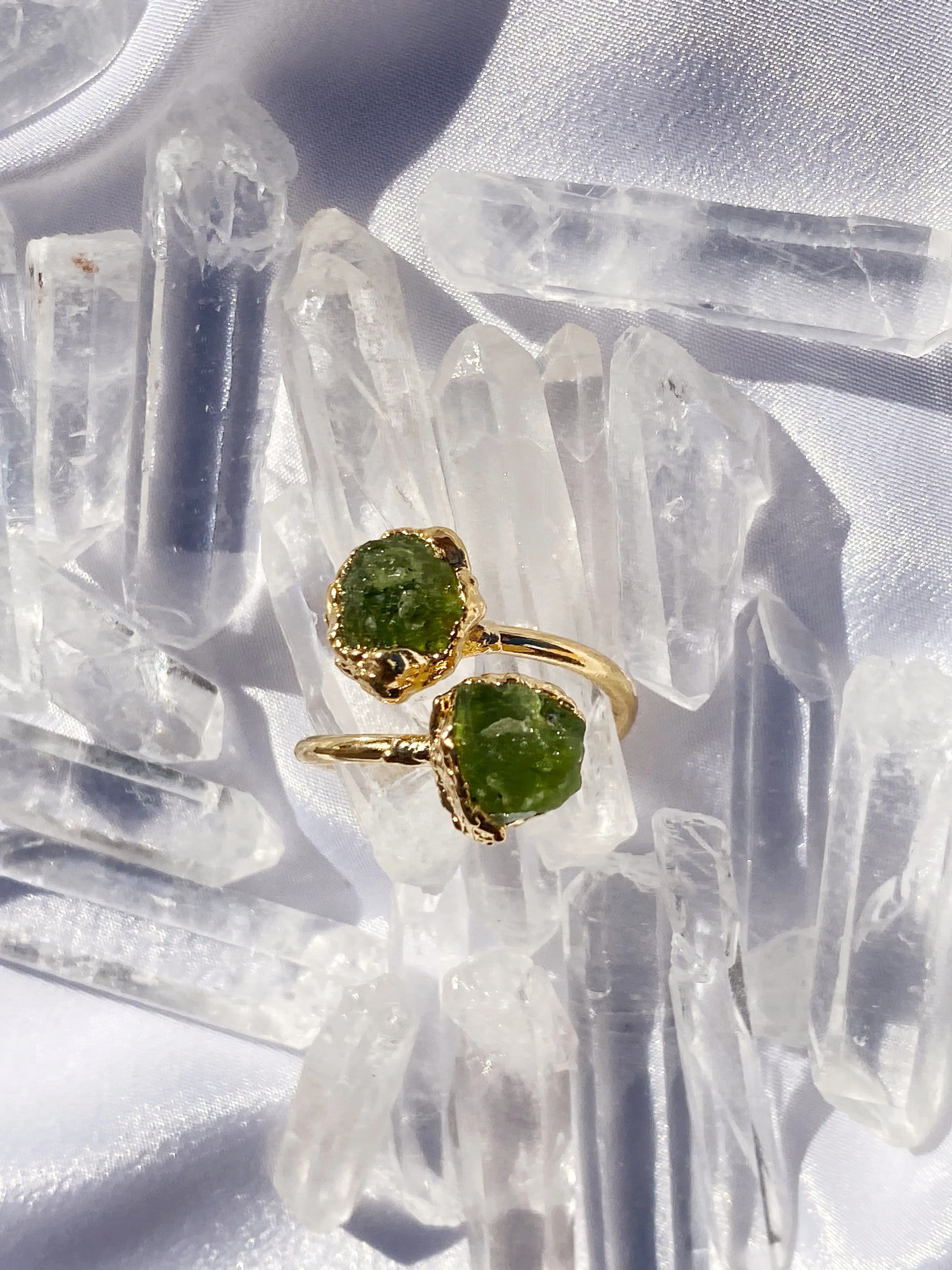 Peridot Raw Stone Wrap Ring