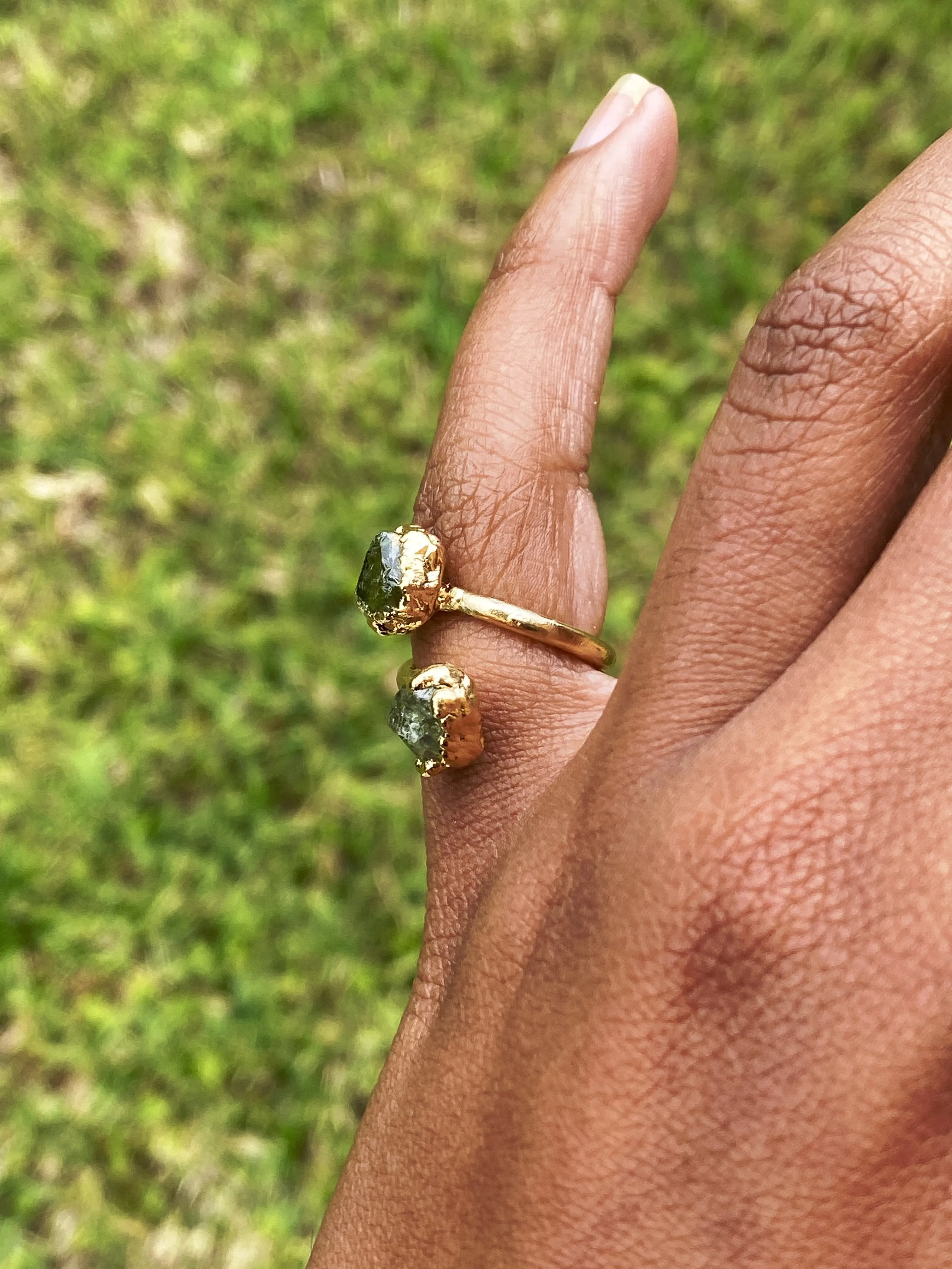 Peridot Raw Stone Wrap Ring