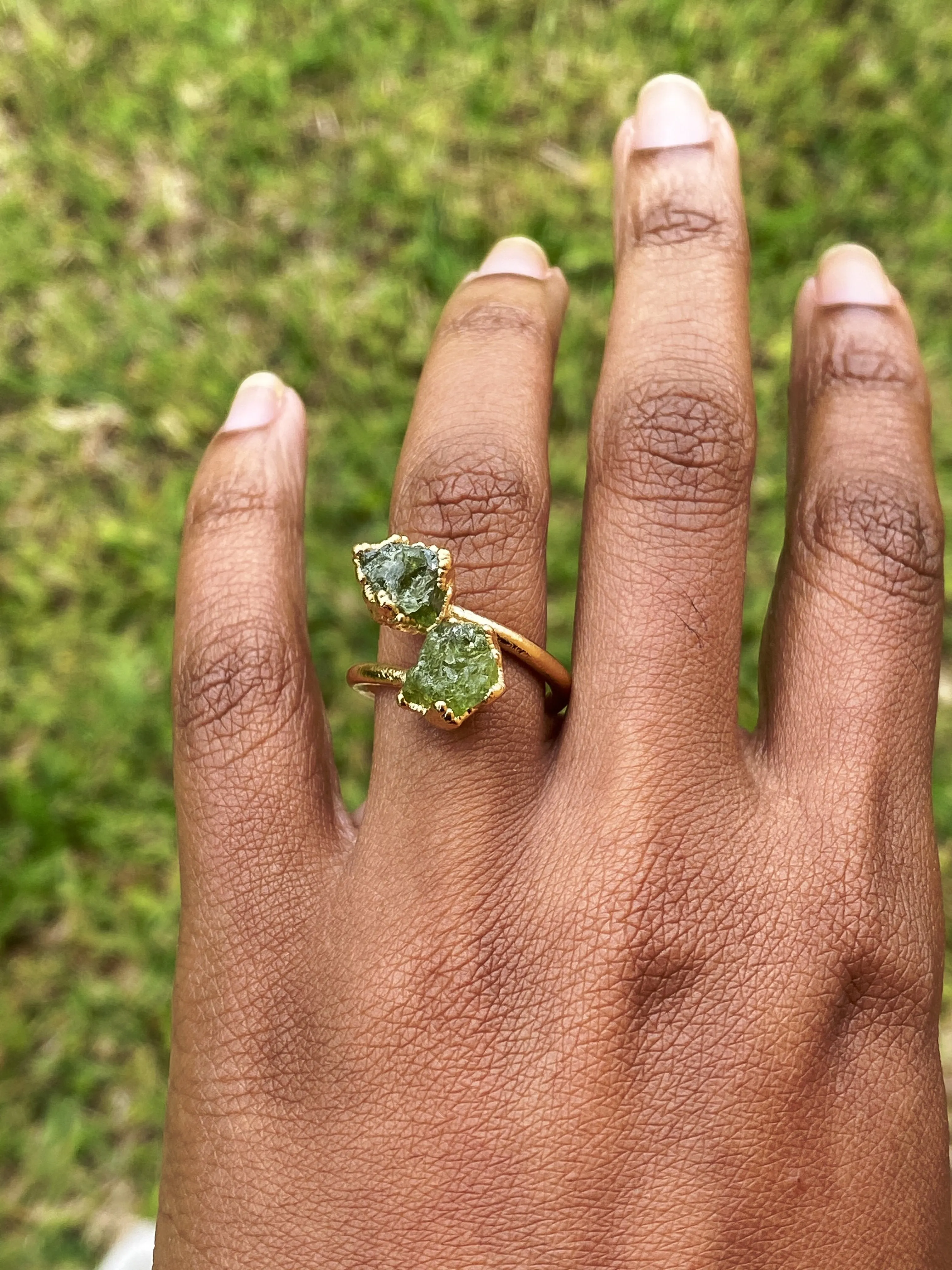 Peridot Raw Stone Wrap Ring