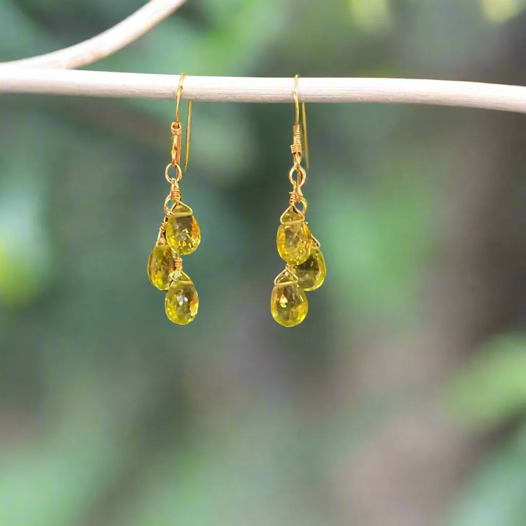 Pom Jewelry Peridot Earrings In Gold Fill- PEGN8
