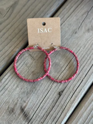 Pretty in Pink Beaded Hoops