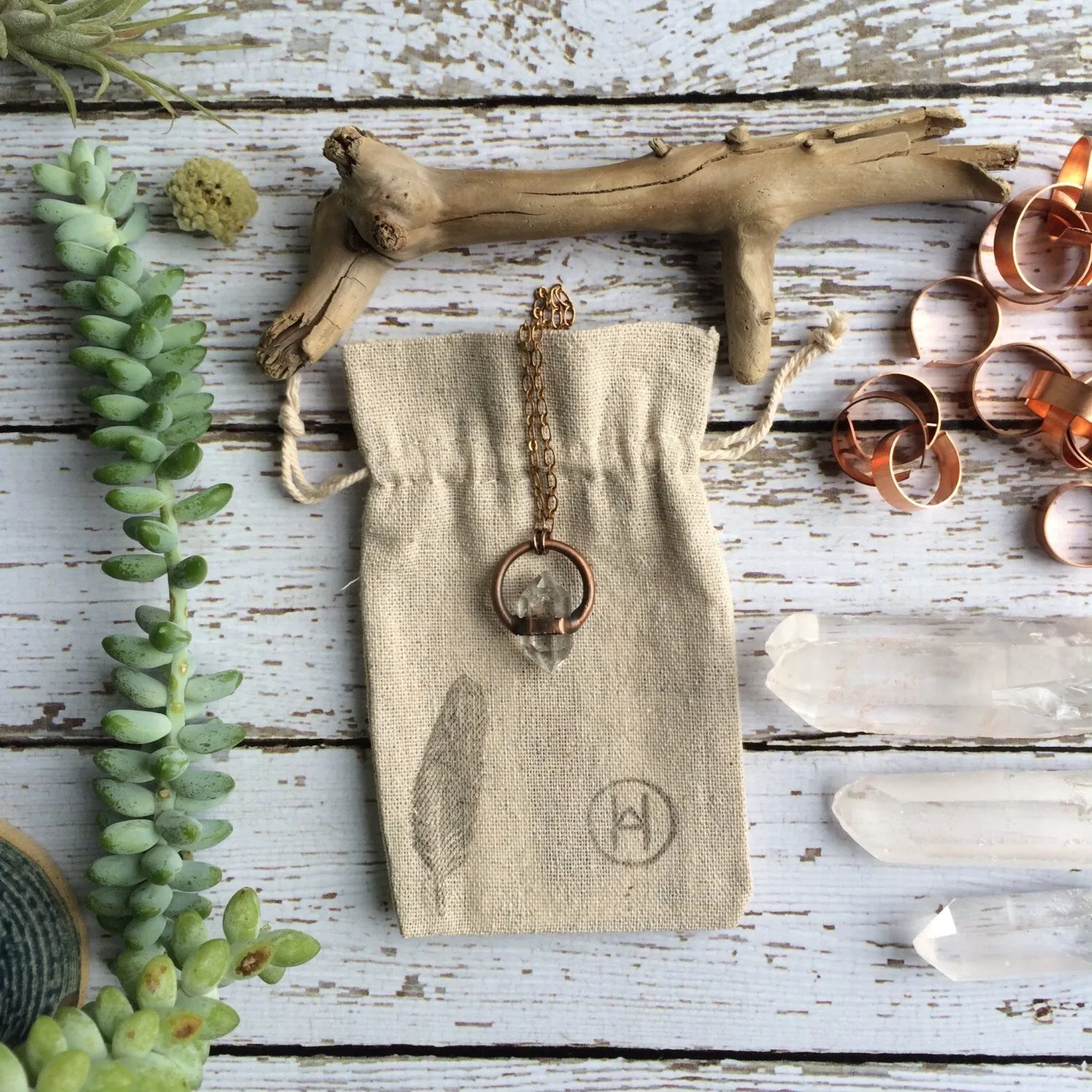 Raw crystal necklace | Electroformed crystal necklace