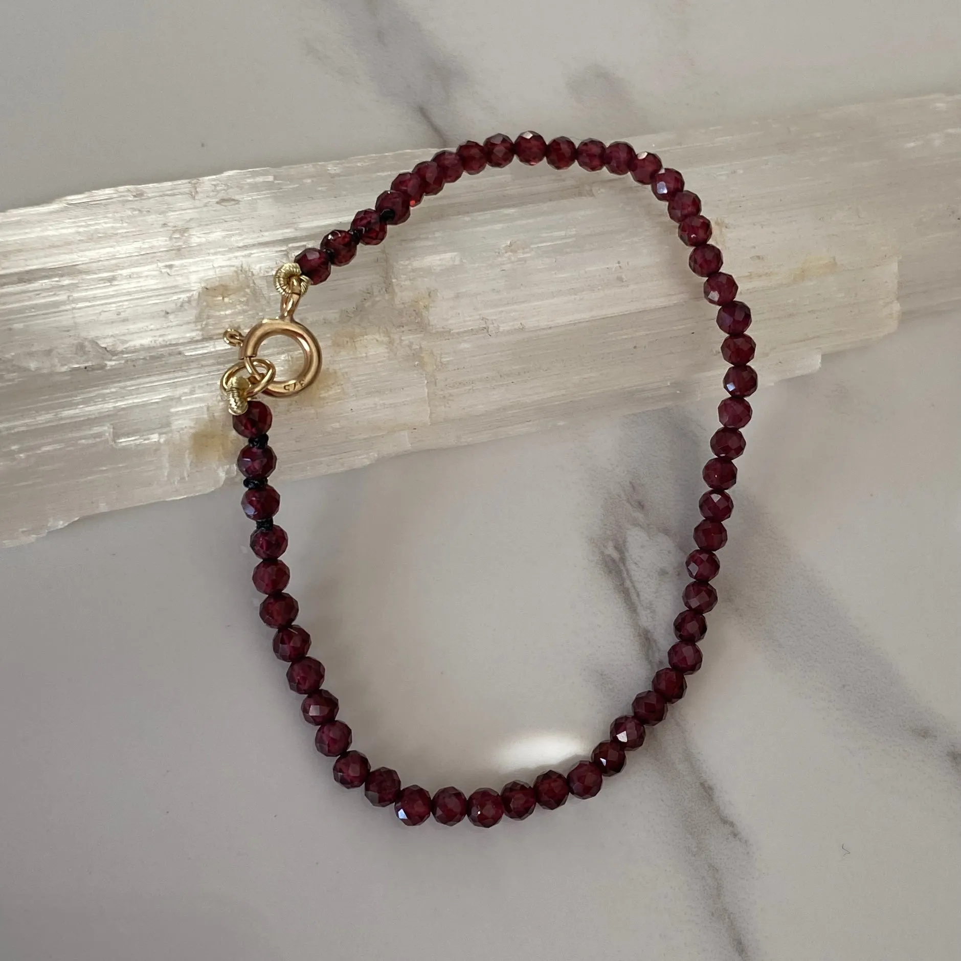 Red Garnet Solid 9 Carat Yellow Gold Bracelet