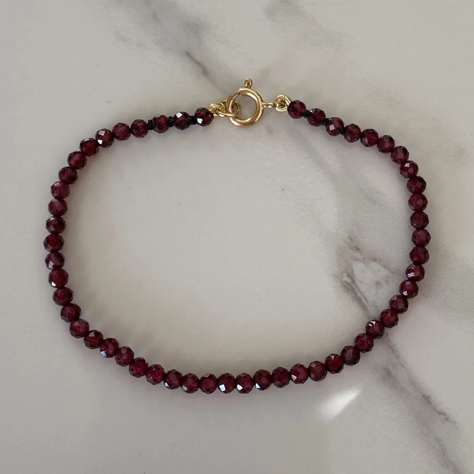 Red Garnet Solid 9 Carat Yellow Gold Bracelet
