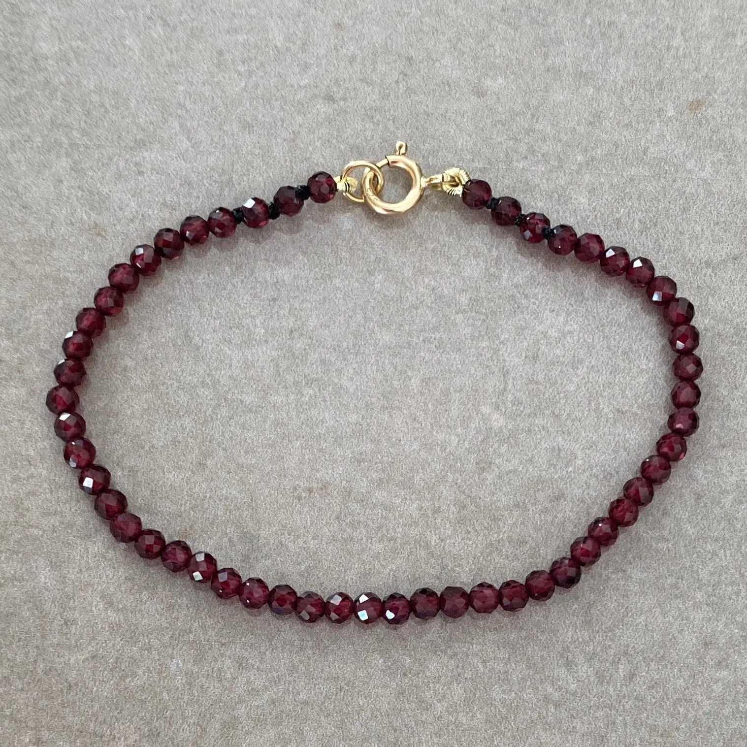 Red Garnet Solid 9 Carat Yellow Gold Bracelet