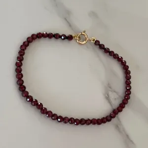 Red Garnet Solid 9 Carat Yellow Gold Bracelet