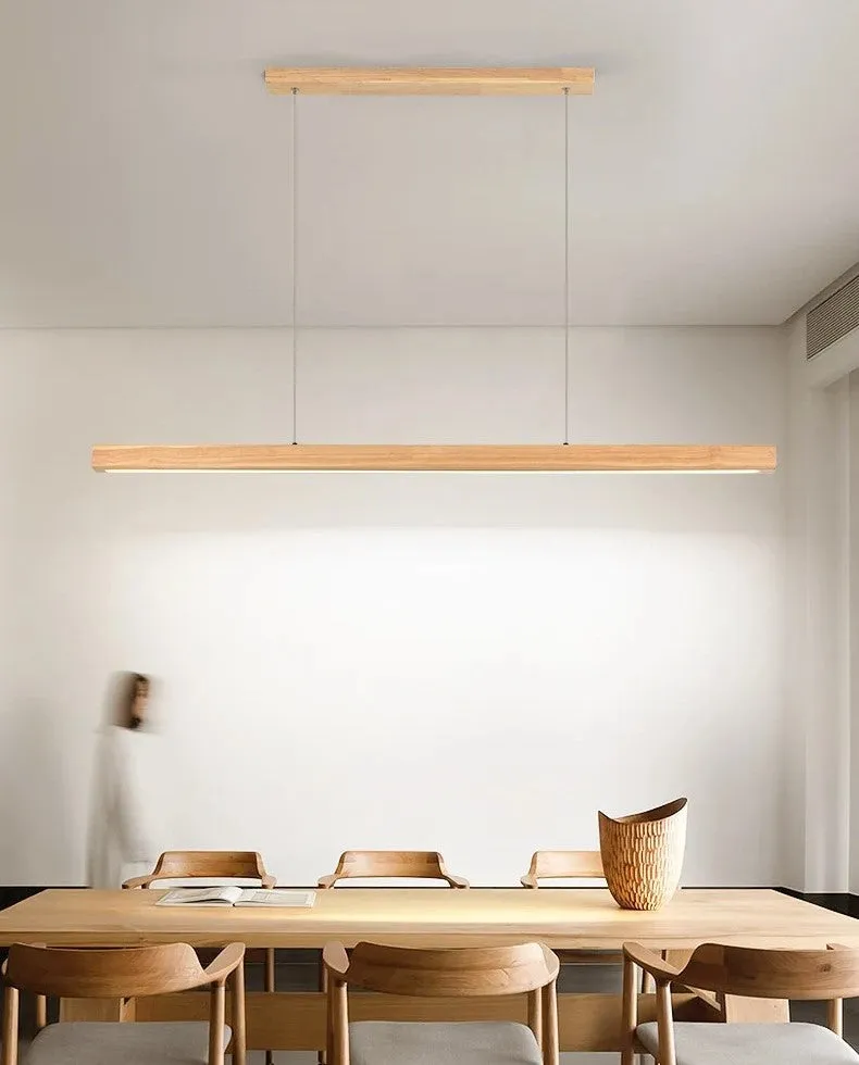 Reetohn Rectangular Slim Wood Linear Hanging Lamp