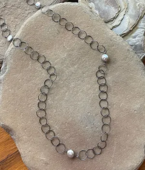 Reflection Long Pearl Chain Necklace