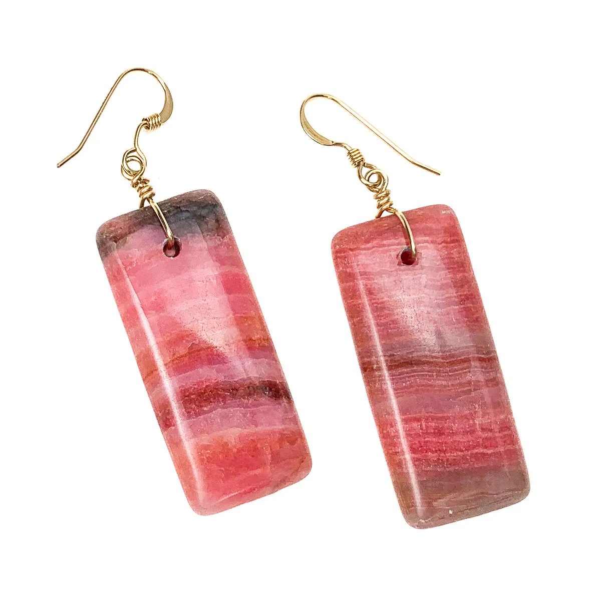 Rhodochrosite Earrings With Gold-Filled French Earwires
