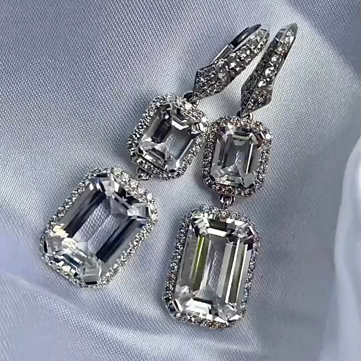 Rock Crystal Earrings with Diamonds