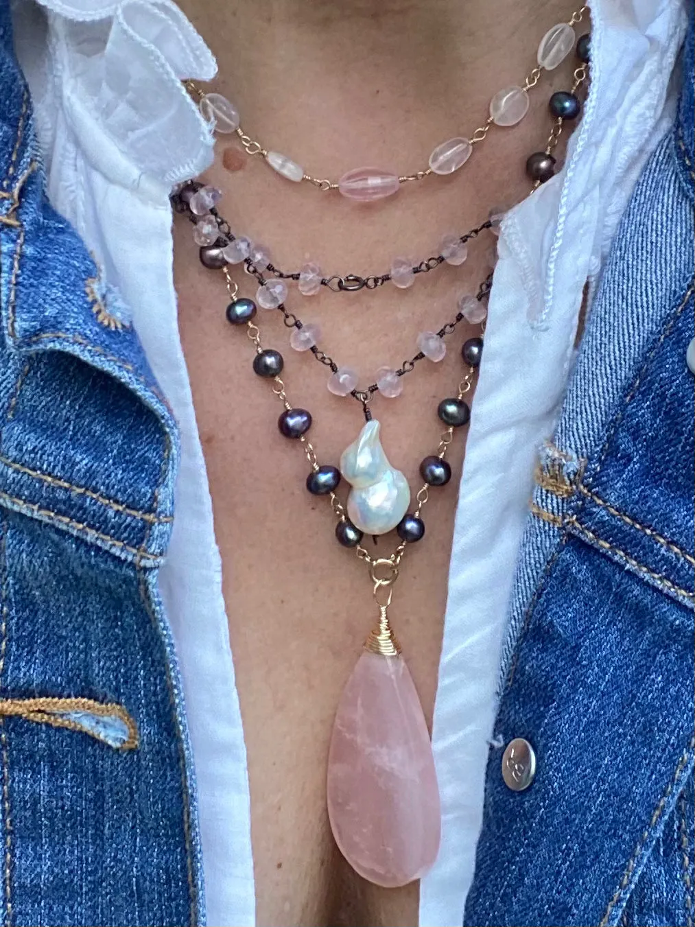 Rose Quartz Necklace - Pink