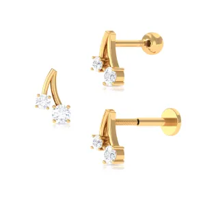Round Moissanite Cherry Earring for Helix Piercing