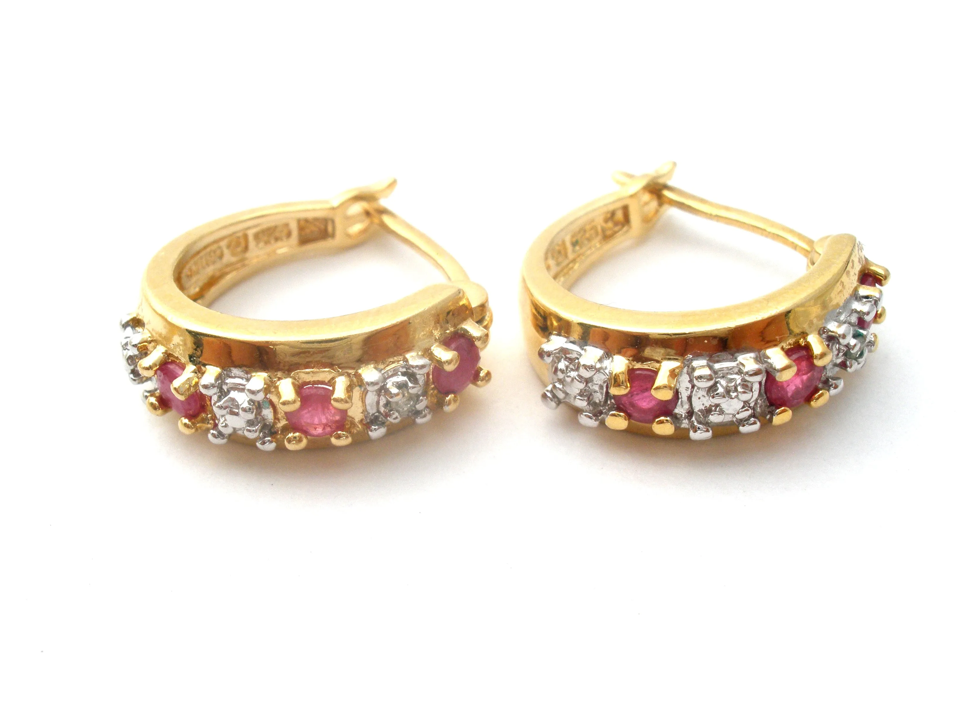 Ruby & Diamond Hoop Earrings Ross Simons