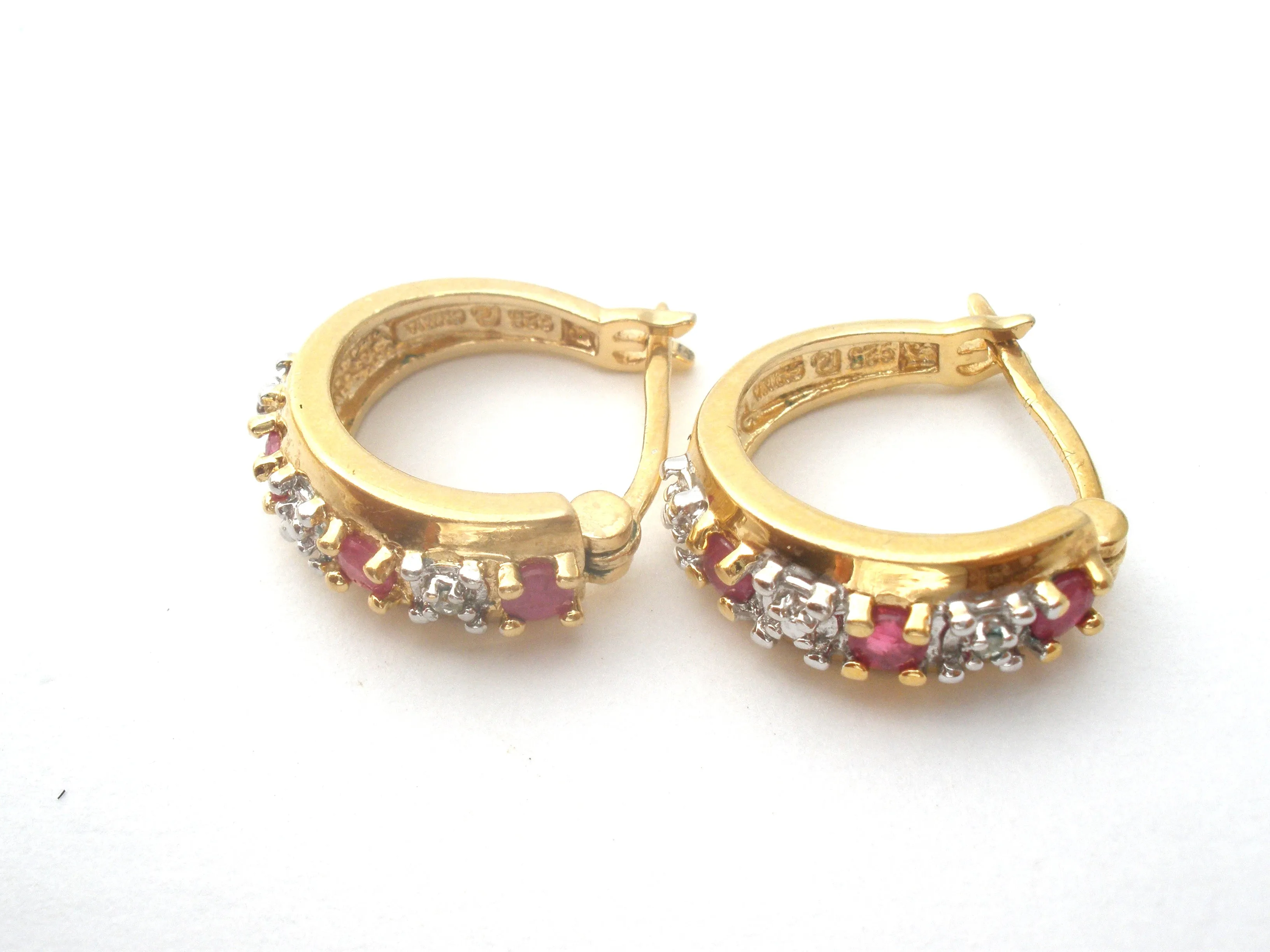 Ruby & Diamond Hoop Earrings Ross Simons