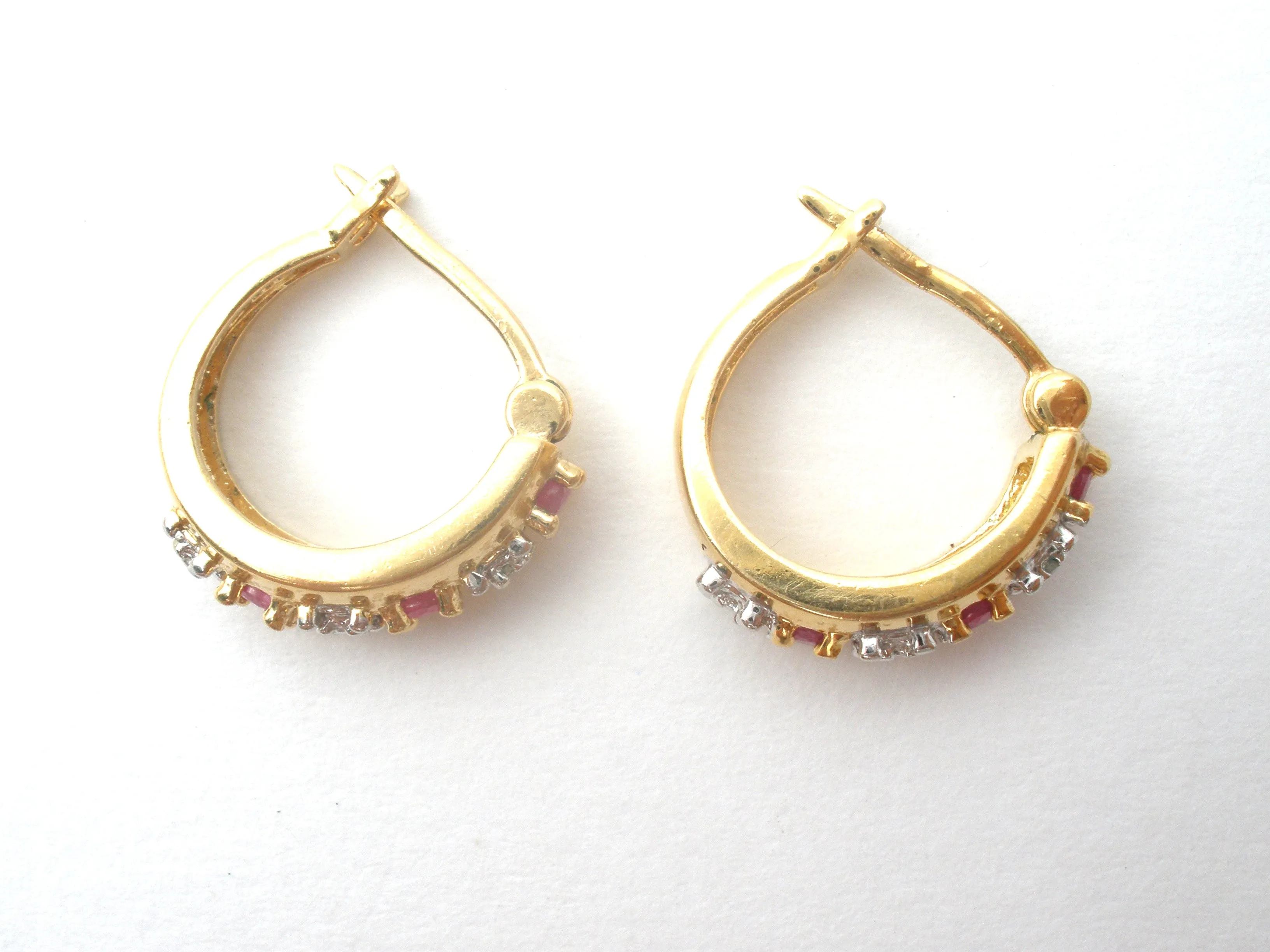 Ruby & Diamond Hoop Earrings Ross Simons