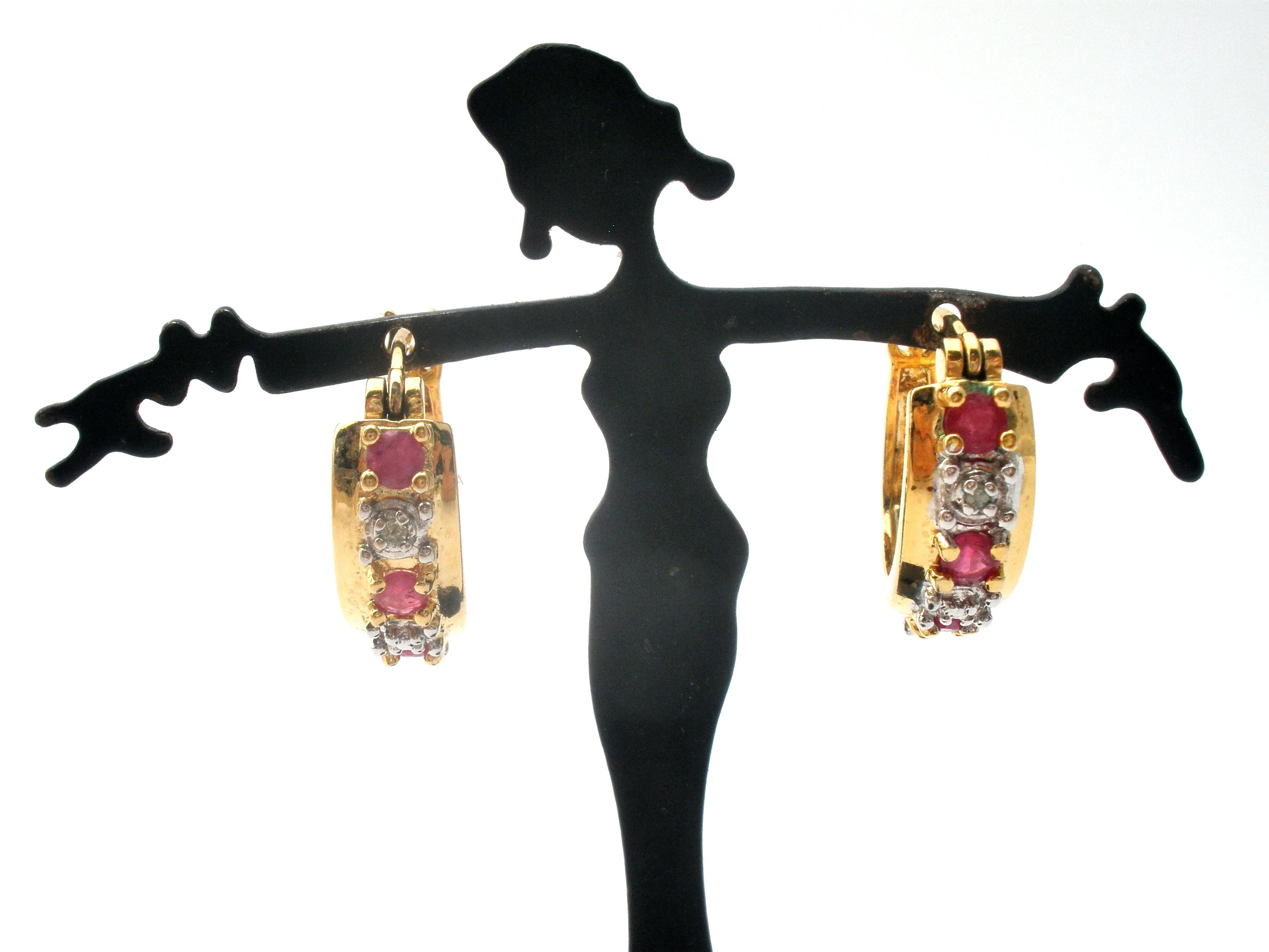 Ruby & Diamond Hoop Earrings Ross Simons