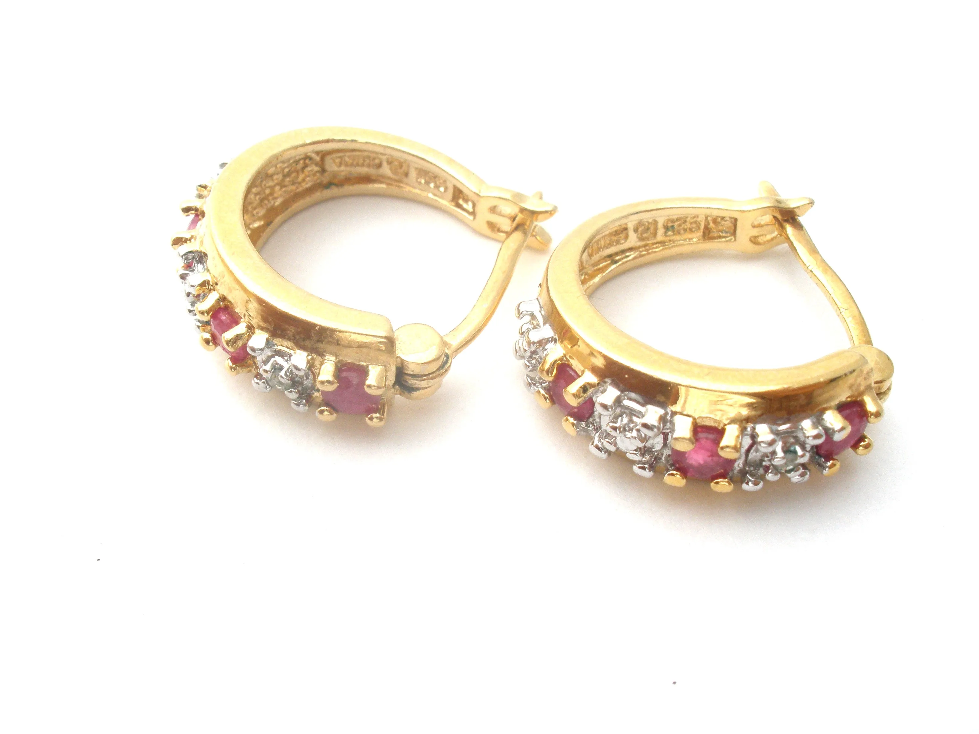 Ruby & Diamond Hoop Earrings Ross Simons