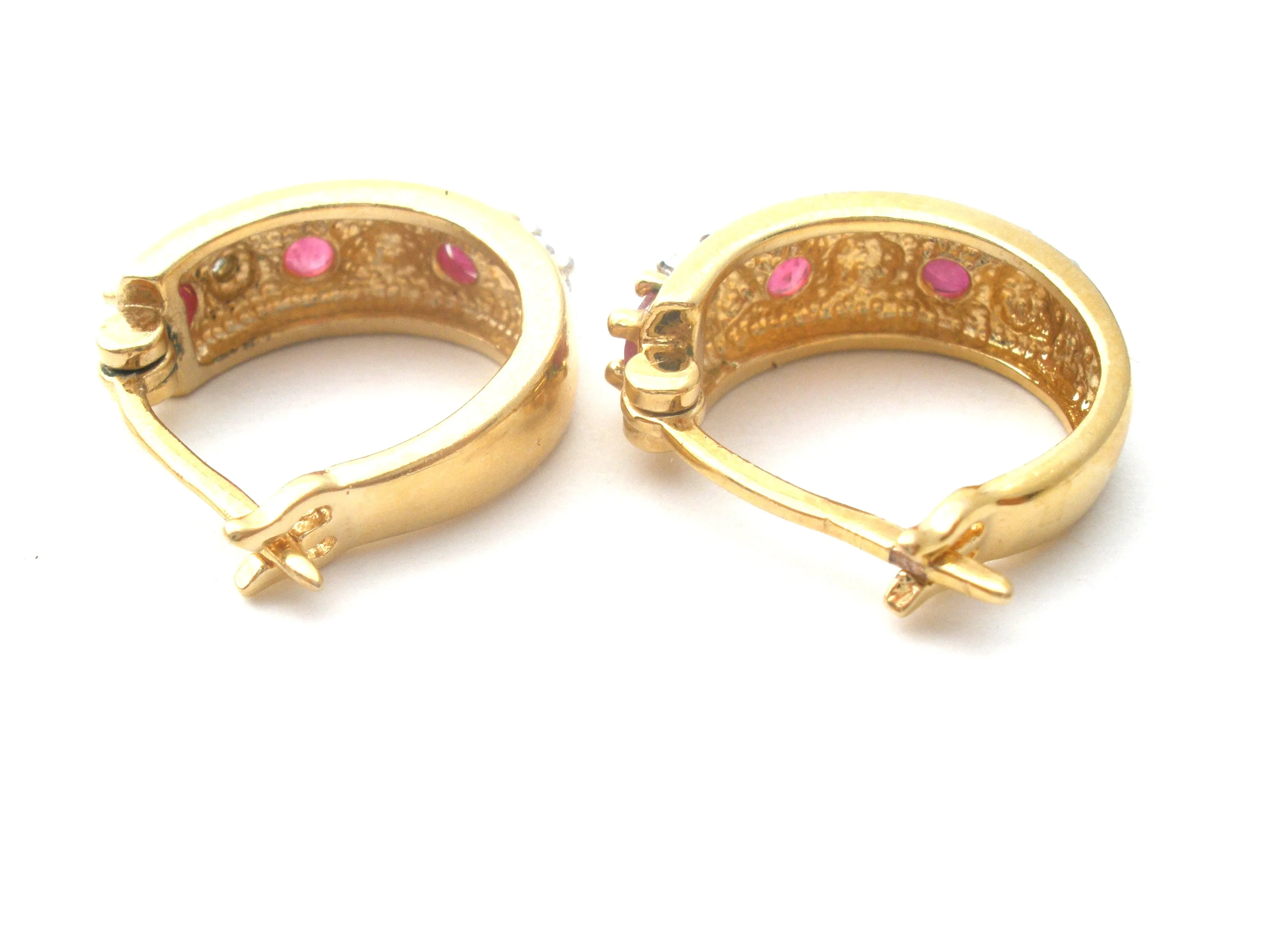 Ruby & Diamond Hoop Earrings Ross Simons