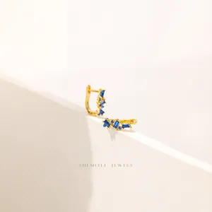 Sapphire Baguette Abstract CZ Hoops, Gold, Silver SHEMISLI SH351 LR
