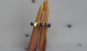 SD Designs Sterling Silver and 14K Bezel Set Multi-Stone Ring