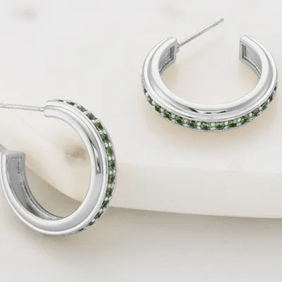 Silver Kyla Hoop | Emerald