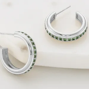 Silver Kyla Hoop | Emerald