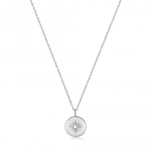 Silver Mother Of Pearl Sun Pendant Necklace N034-02H