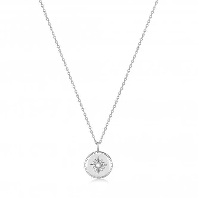 Silver Mother Of Pearl Sun Pendant Necklace N034-02H