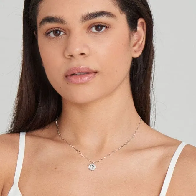 Silver Mother Of Pearl Sun Pendant Necklace N034-02H