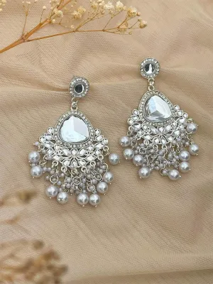 Silver Uncut Kundan Polki Earrings